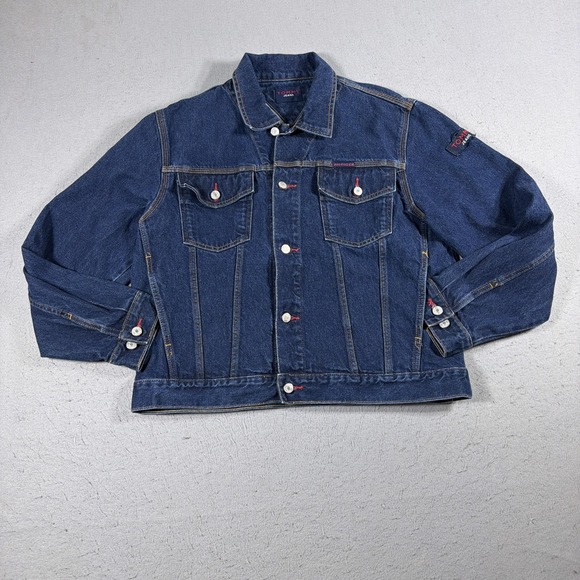 Vintage Tommy Jeans Jacket Mens Medium Blue Denim Trucker Jean Rinse Wash 90s
